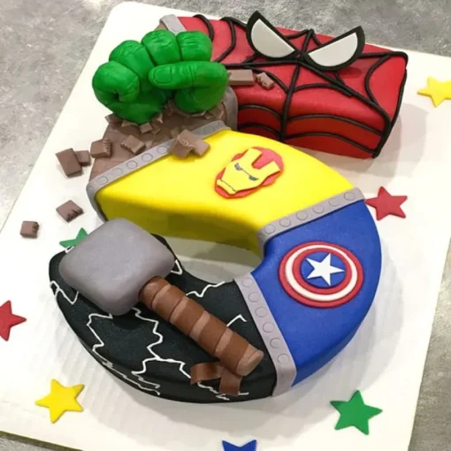 5 Number Avengers Customized Cake